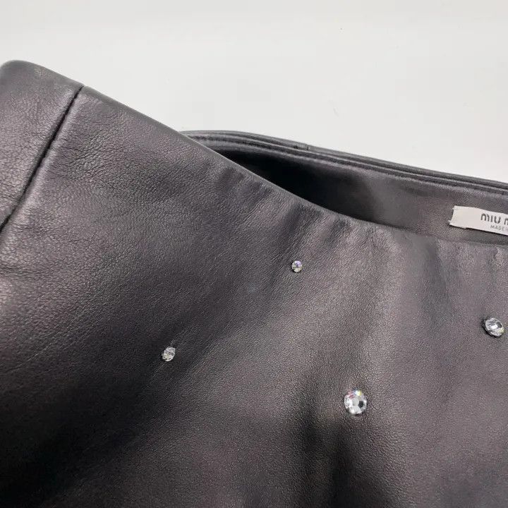 Miu Miu Miu Miu FW21 Crystal-Embellished Leather Skirt 0079 Size 38" / US 16 / IT 52 - 6 Thumbnail