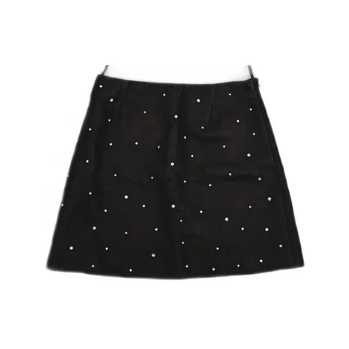 Miu Miu Miu Miu FW21 Crystal-Embellished Leather Skirt 0079 Size 38" / US 16 / IT 52 - 2 Thumbnail