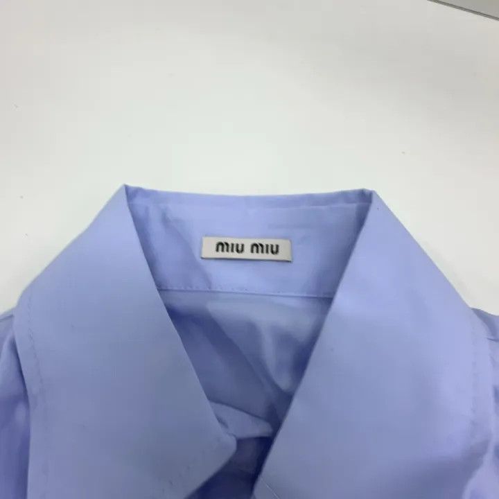 Miu Miu Miu Miu Classic Casual Embroidered Shirt Blue 0079 Size S / US 4 / IT 40 - 7 Thumbnail