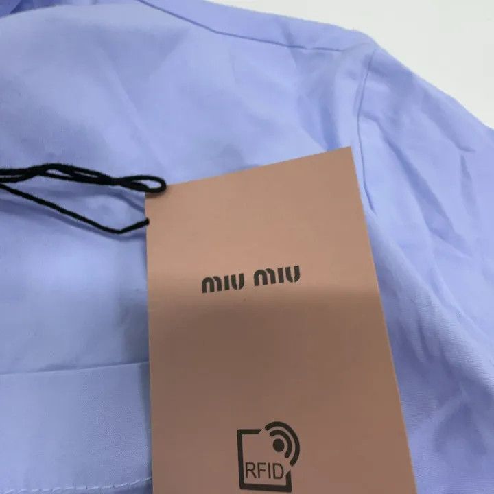 Miu Miu Miu Miu Classic Casual Embroidered Shirt Blue 0079 Size S / US 4 / IT 40 - 6 Thumbnail