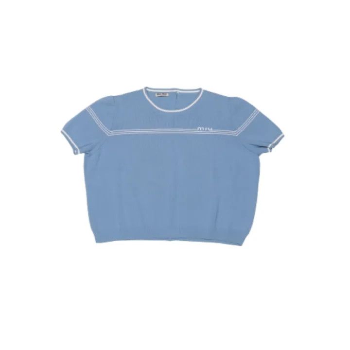 Miu Miu Miu Miu Blue Short Sleeve Knit Top 0079 Size M / US 6-8 / IT 42-44 - 2 Thumbnail