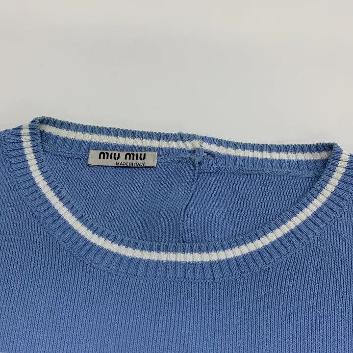 Miu Miu Miu Miu Blue Short Sleeve Knit Top 0079 Size M / US 6-8 / IT 42-44 - 6 Thumbnail