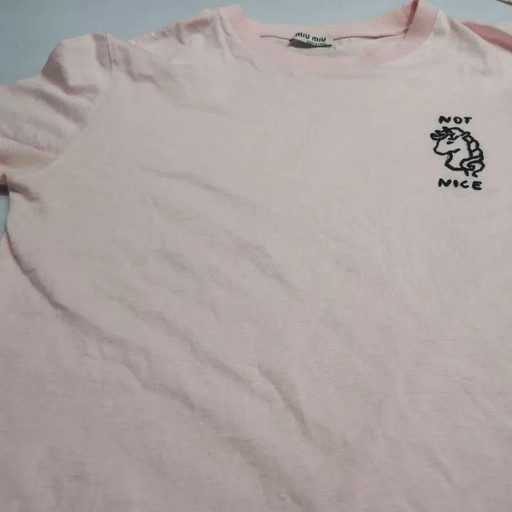 Miu Miu Miu Miu Casual Embroidered Round Neck T-shirt 0079 Size S / US 4 / IT 40 - 7 Thumbnail