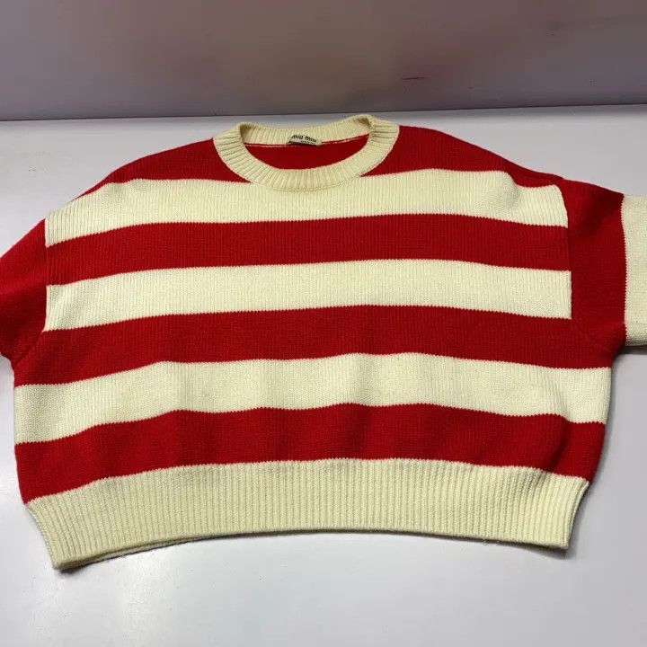 Miu Miu Miu Miu Striped Long Sleeve Knit Sweater 0079 Size M / US 6-8 / IT 42-44 - 9 Thumbnail