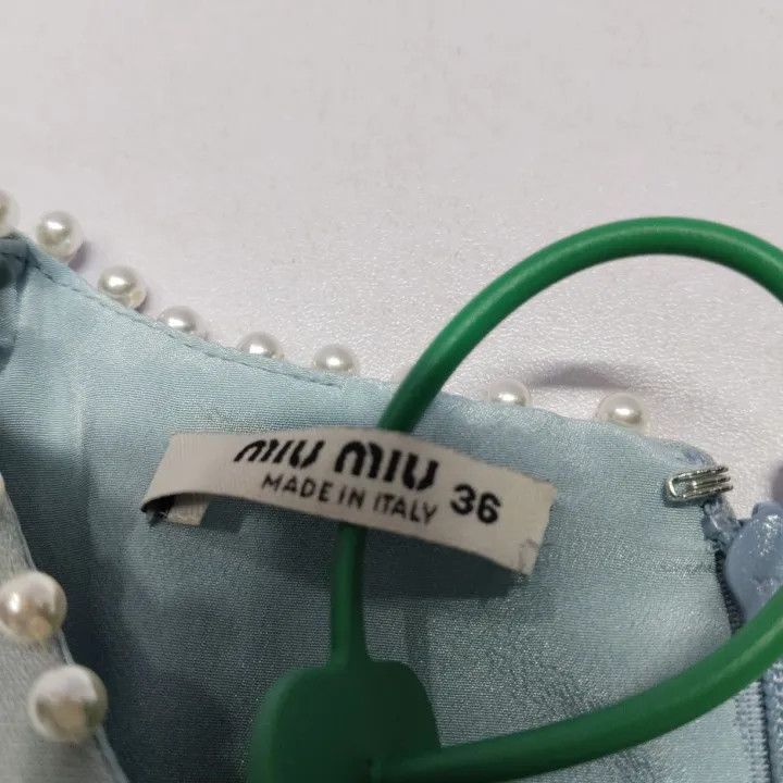 Miu Miu Miu Miu Simple Pearl Embellished Short Sleeve Dress 0079 Size S / US 4 / IT 40 - 2 Thumbnail