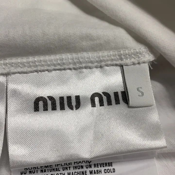 Miu Miu Miu Miu White Casual Short Sleeve T-Shirt 0079 Size S / US 4 / IT 40 - 2 Thumbnail