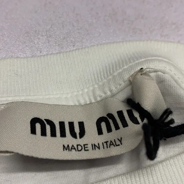 Miu Miu Miu Miu White Casual Short Sleeve T-Shirt 0079 Size S / US 4 / IT 40 - 6 Thumbnail