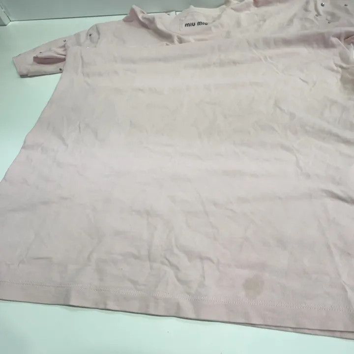 Miu Miu Miu Miu SS23 Pink Studded Short Sleeve T-Shirt 0079 Size M / US 6-8 / IT 42-44 - 15 Thumbnail