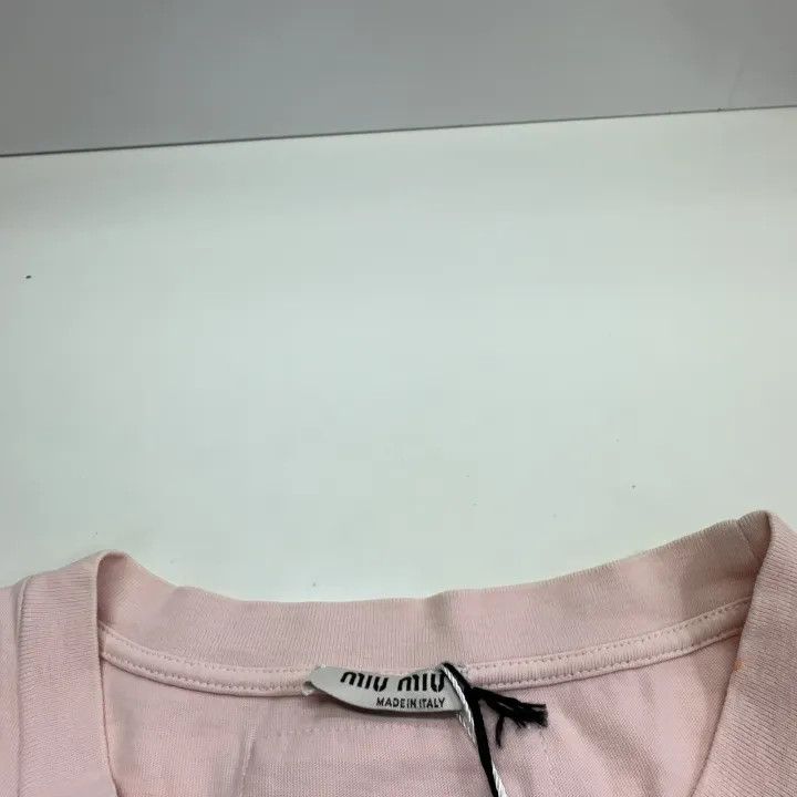 Miu Miu Miu Miu SS23 Pink Studded Short Sleeve T-Shirt 0079 Size M / US 6-8 / IT 42-44 - 4 Thumbnail