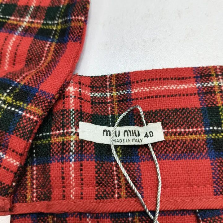 Miu Miu Miu Miu Plaid Cotton-Linen Crossback Skirt 0079 Size 40" / US 18 - 4 Thumbnail
