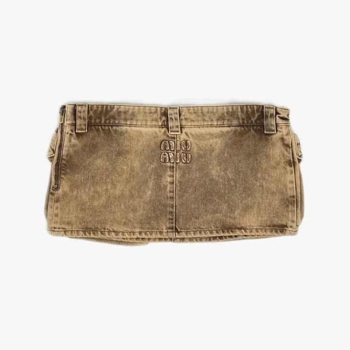 Miu Miu Miu Miu Brown Low-Rise Pocket Mini Skirt 0079 Size 38" / US 16 / IT 52 - 3 Thumbnail