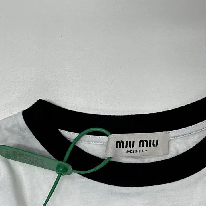 Miu Miu Miu Miu Color Block Logo Crop T-Shirt 0079 Size S / US 4 / IT 40 - 3 Thumbnail