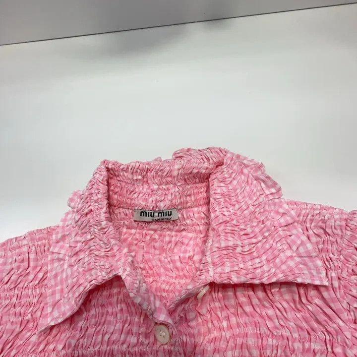 Miu Miu Miu Miu Pink Short Sleeve Cropped Top 0079 Size S / US 4 / IT 40 - 7 Thumbnail