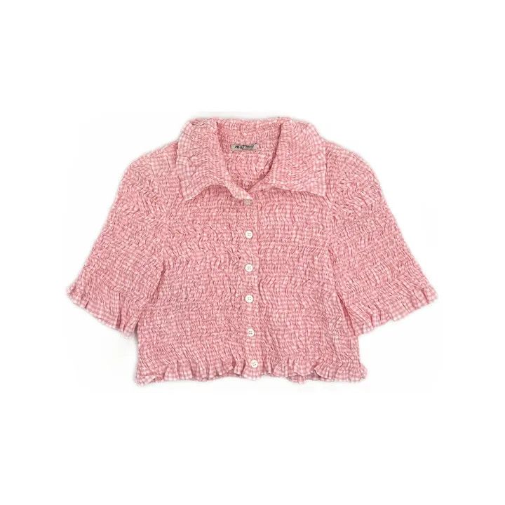 Miu Miu Miu Miu Pink Short Sleeve Cropped Top 0079 Size S / US 4 / IT 40 - 2 Thumbnail