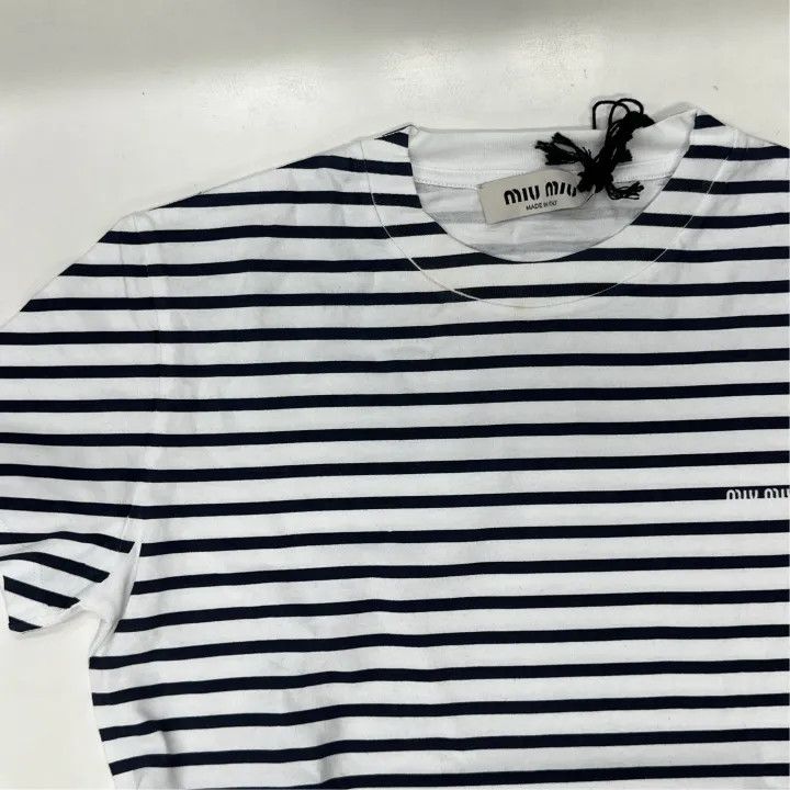 Miu Miu Miu Miu SS23 Striped Short Sleeve T-Shirt 0079 Size XS / US 0-2 / IT 36-38 - 6 Thumbnail