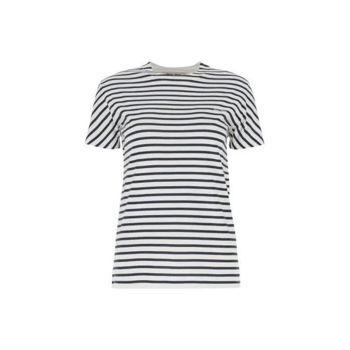 Miu Miu Miu Miu SS23 Striped Short Sleeve T-Shirt 0079 Size XS / US 0-2 / IT 36-38 - 2 Thumbnail