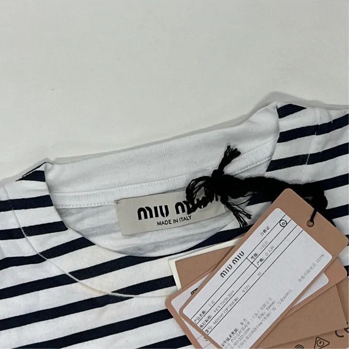 Miu Miu Miu Miu SS23 Striped Short Sleeve T-Shirt 0079 Size XS / US 0-2 / IT 36-38 - 3 Thumbnail
