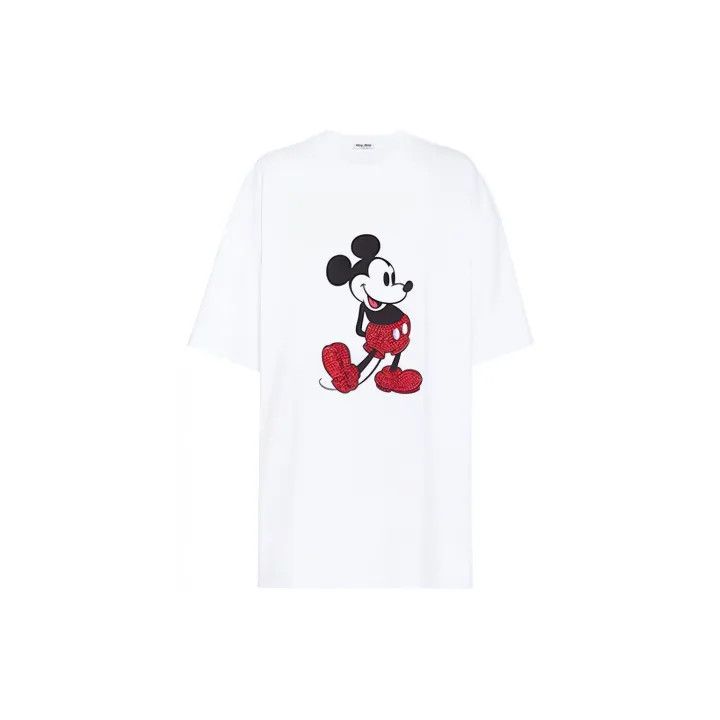 Miu Miu Miu Miu Embroidered Cotton Short Sleeve T-Shirt 0079 Size M / US 6-8 / IT 42-44 - 2 Thumbnail
