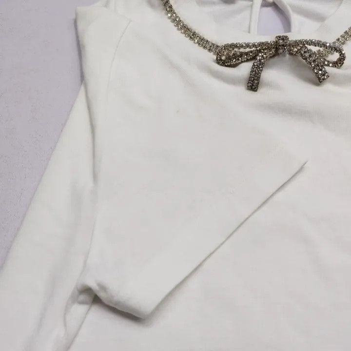 Miu Miu Miu Miu Short Sleeve T-Shirt with Rhinestones 0079 Size XS / US 0-2 / IT 36-38 - 7 Thumbnail