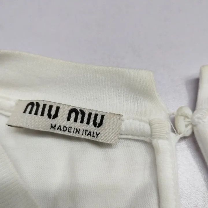 Miu Miu Miu Miu Short Sleeve T-Shirt with Rhinestones 0079 Size XS / US 0-2 / IT 36-38 - 2 Thumbnail