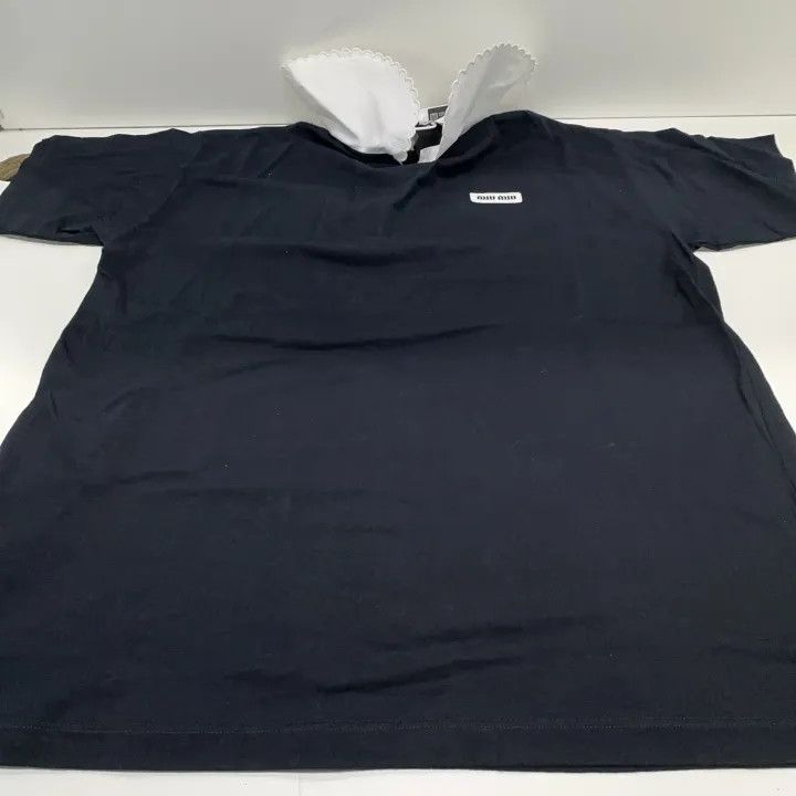 Miu Miu Miu Miu Colorblock Logo Peter Pan Collar T-Shirt 0079 Size XS / US 0-2 / IT 36-38 - 9 Thumbnail