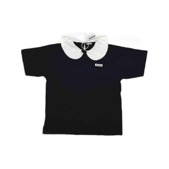 Miu Miu Miu Miu Colorblock Logo Peter Pan Collar T-Shirt 0079 Size XS / US 0-2 / IT 36-38 - 2 Thumbnail
