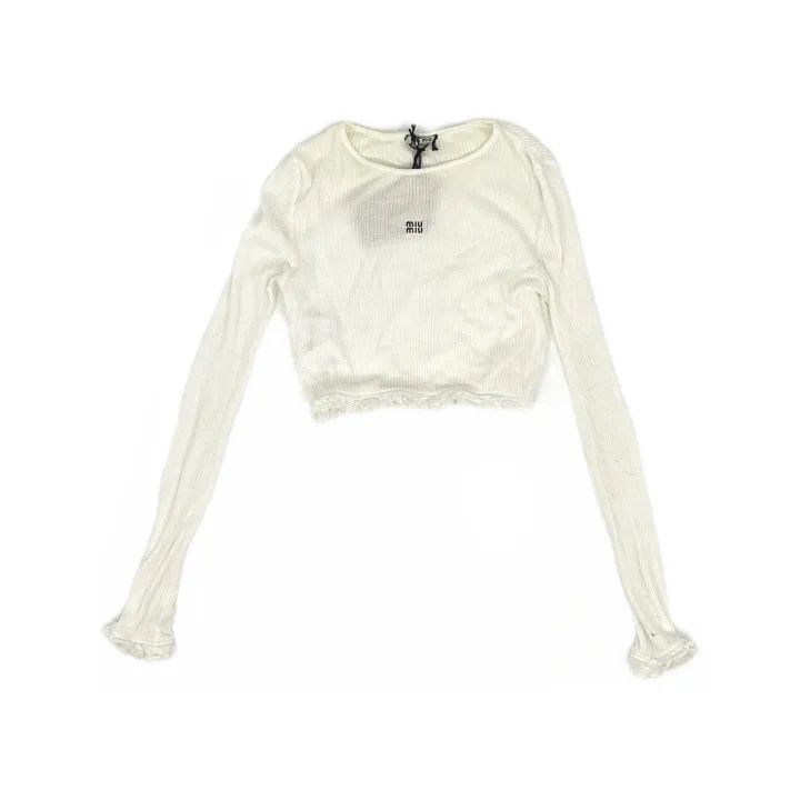 Miu Miu Miu Miu Logo Embroidery Long Sleeve Shirt 0079 Size S / US 4 / IT 40 - 2 Thumbnail
