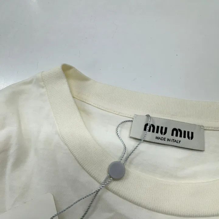 Miu Miu Miu Miu White Loose Fit T-Shirt for Women 0079 Size L / US 10 / IT 46 - 7 Thumbnail