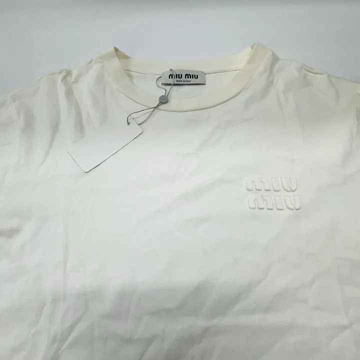 Miu Miu Miu Miu White Loose Fit T-Shirt for Women 0079 Size L / US 10 / IT 46 - 8 Thumbnail