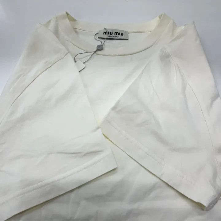 Miu Miu Miu Miu White Loose Fit T-Shirt for Women 0079 Size L / US 10 / IT 46 - 9 Thumbnail