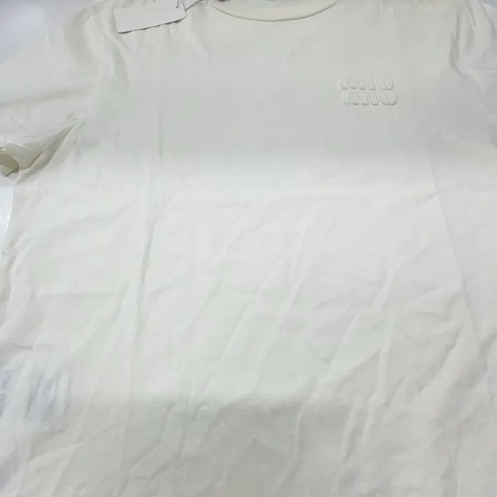 Miu Miu Miu Miu White Loose Fit T-Shirt for Women 0079 Size L / US 10 / IT 46 - 10 Thumbnail