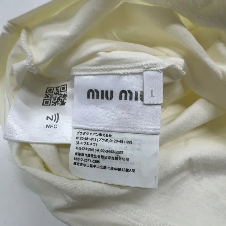 Miu Miu Miu Miu White Loose Fit T-Shirt for Women 0079 Size L / US 10 / IT 46 - 5 Thumbnail