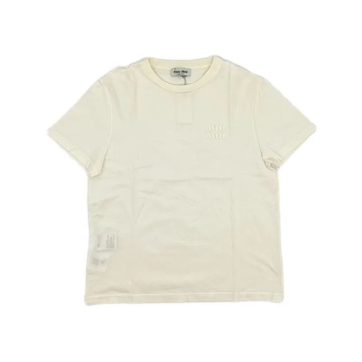 Miu Miu Miu Miu White Loose Fit T-Shirt for Women 0079 Size L / US 10 / IT 46 - 2 Thumbnail