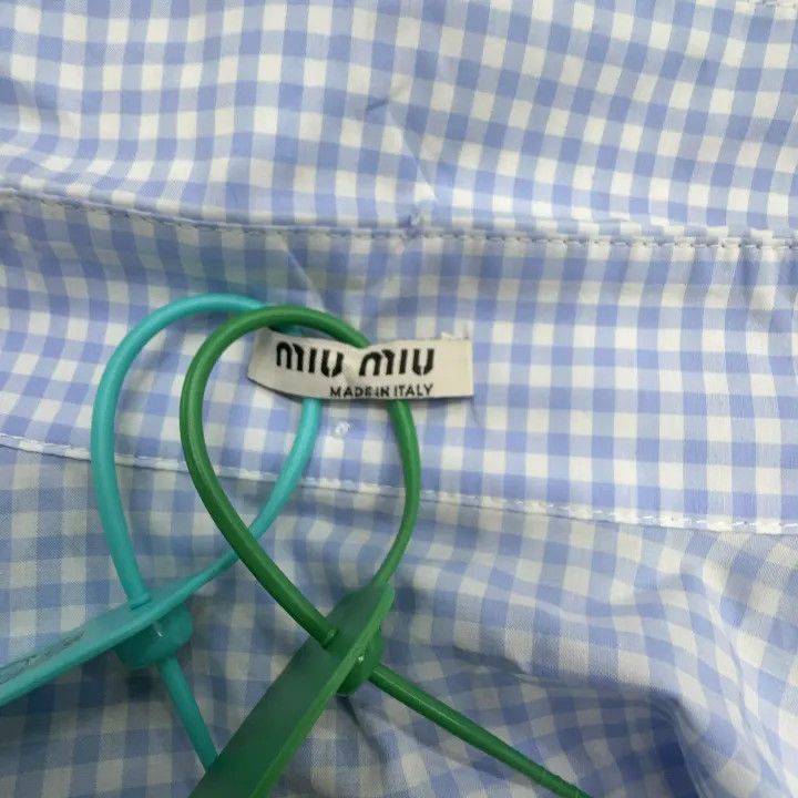 Miu Miu Miu Miu Blue Check Lace Embroidery Sleeveless Shirt 0079 Size S / US 4 / IT 40 - 2 Thumbnail