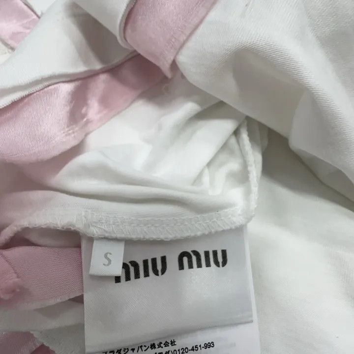 Miu Miu Miu Miu Color Block Logo Embroidery T-Shirt 0079 Size S / US 4 / IT 40 - 4 Thumbnail