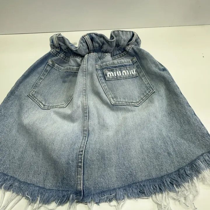Miu Miu Miu Miu Logo Mini Denim Skirt for Women 0079 Size 38" / US 16 / IT 52 - 7 Thumbnail