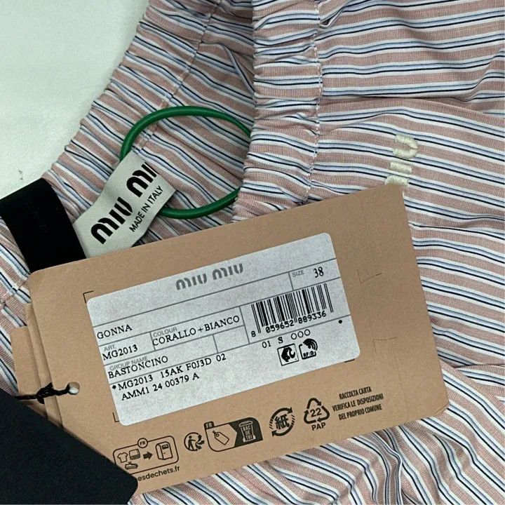 Miu Miu Miu Miu Coral Striped Pleated Skirt 0079 Size 38" / US 16 / IT 52 - 3 Thumbnail