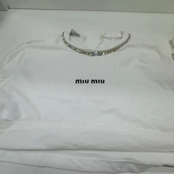 Miu Miu Miu Miu SS21 Embroidered Cotton Long Sleeve Tee 0079 Size L / US 10 / IT 46 - 8 Thumbnail