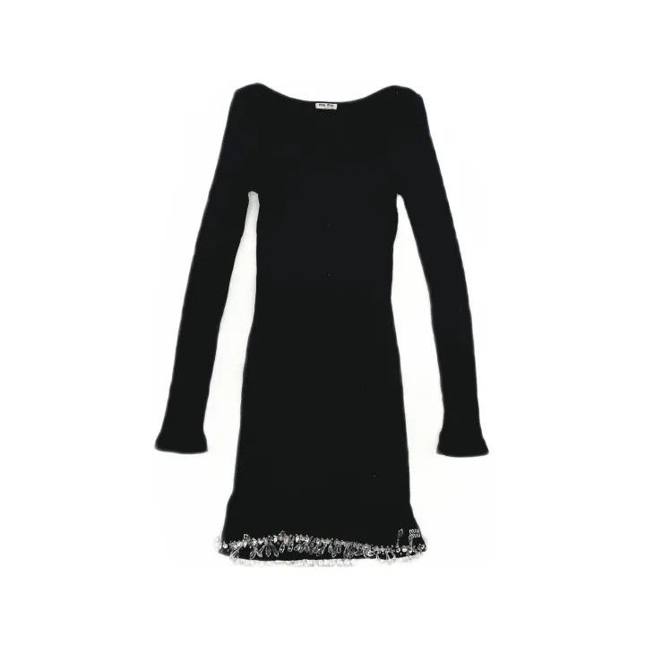 Miu Miu Miu Miu Black Long Sleeve Knit Dress 0079 Size M / US 6-8 / IT 42-44 - 2 Thumbnail