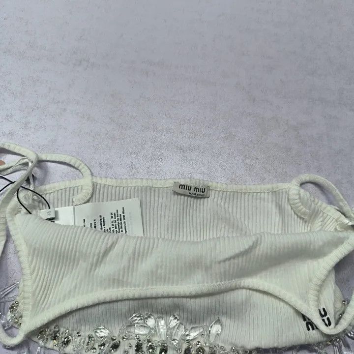 Miu Miu Miu Miu White Knit Crop Top 0079 Size M / US 6-8 / IT 42-44 - 8 Thumbnail