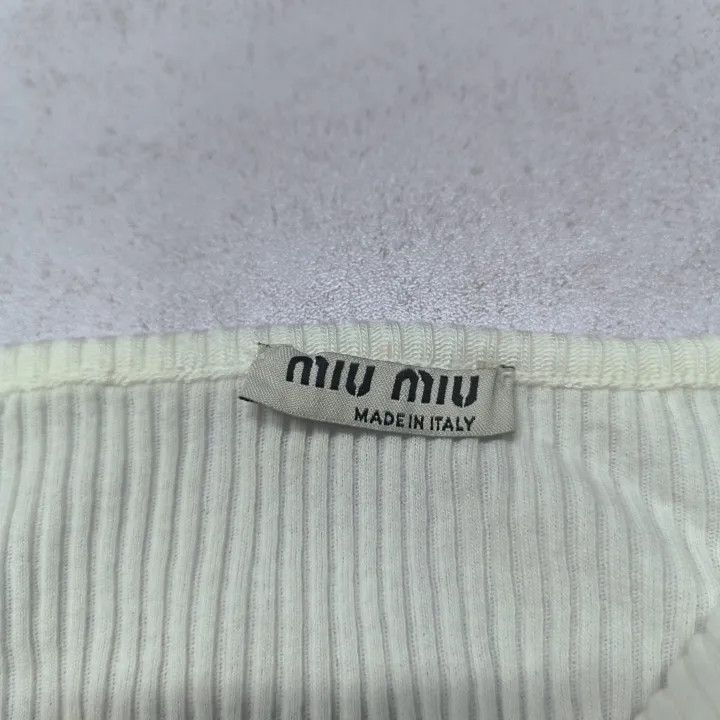 Miu Miu Miu Miu White Knit Crop Top 0079 Size M / US 6-8 / IT 42-44 - 5 Thumbnail