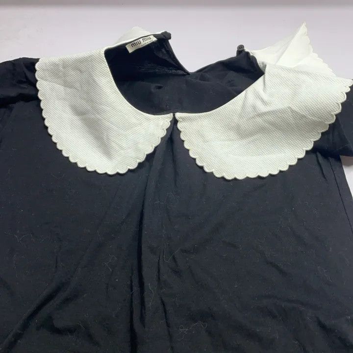 Miu Miu Miu Miu Black Logo Collared T-Shirt for Women 0079 Size XS / US 0-2 / IT 36-38 - 8 Thumbnail