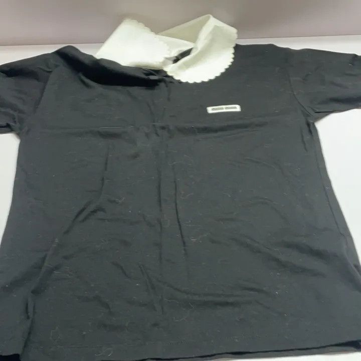 Miu Miu Miu Miu Black Logo Collared T-Shirt for Women 0079 Size XS / US 0-2 / IT 36-38 - 12 Thumbnail