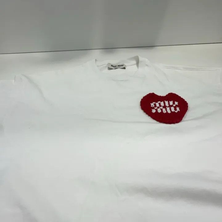 Miu Miu Miu Miu Heart Embroidered Short Sleeve T-shirt 0079 Size XS / US 0-2 / IT 36-38 - 9 Thumbnail