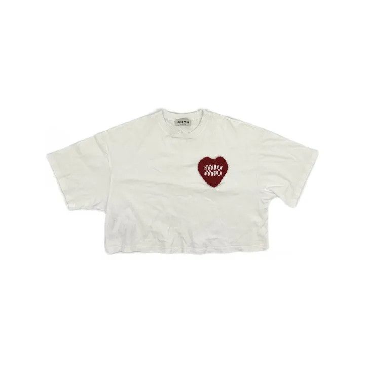 Miu Miu Miu Miu Heart Embroidered Short Sleeve T-shirt 0079 Size XS / US 0-2 / IT 36-38 - 2 Thumbnail