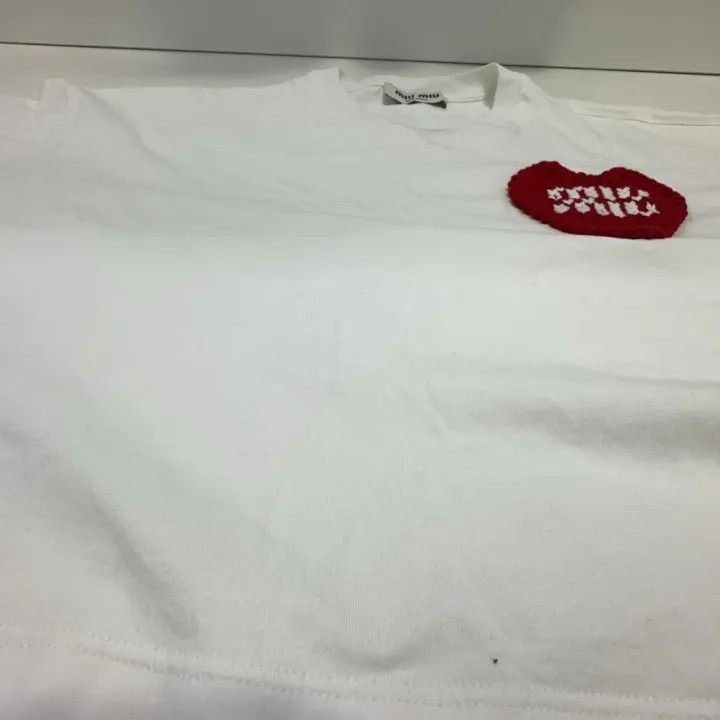 Miu Miu Miu Miu Heart Embroidered Short Sleeve T-shirt 0079 Size XS / US 0-2 / IT 36-38 - 7 Thumbnail