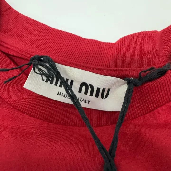 Miu Miu Miu Miu Cloud Embroidered Red Short Sleeve Tee 0079 Size XS / US 0-2 / IT 36-38 - 5 Thumbnail