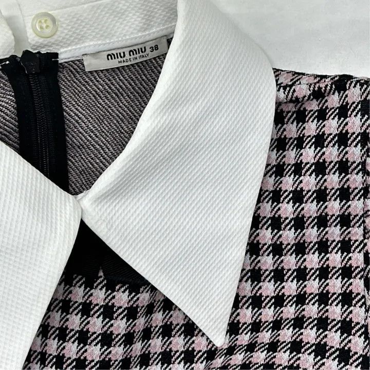 Miu Miu Brown Check Short Sleeve Dress 0079