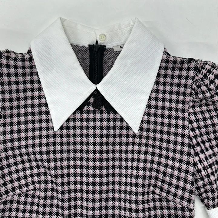 Miu Miu Brown Check Short Sleeve Dress 0079