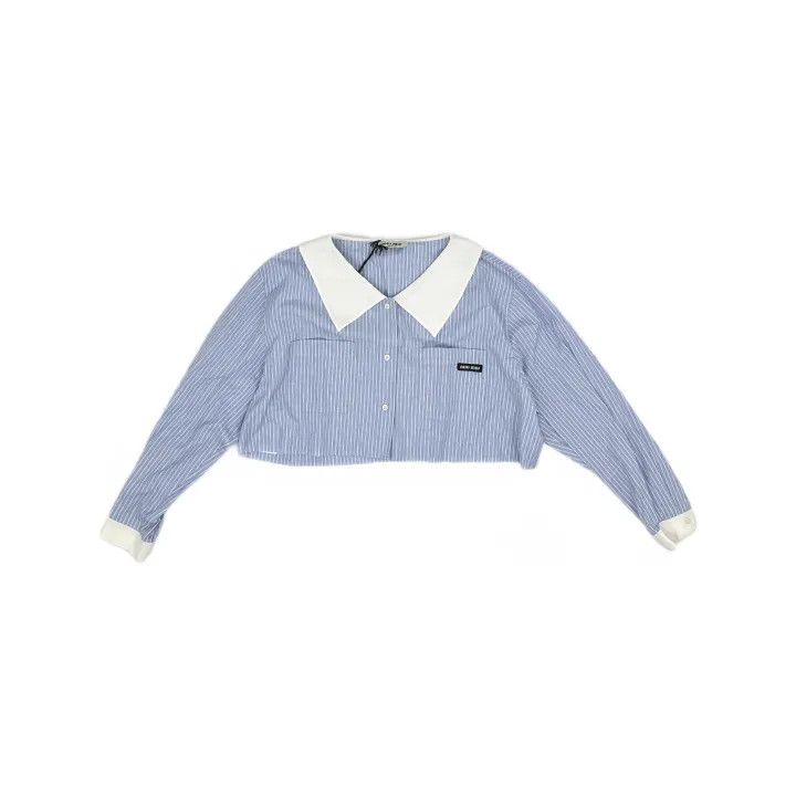 Miu Miu Miu Miu Stylish Striped Navy Shirt for Women 0079 Size M / US 6-8 / IT 42-44 - 2 Thumbnail